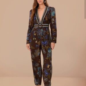 FARM Fio Elegant Brown Floral Jumpsuit PUC